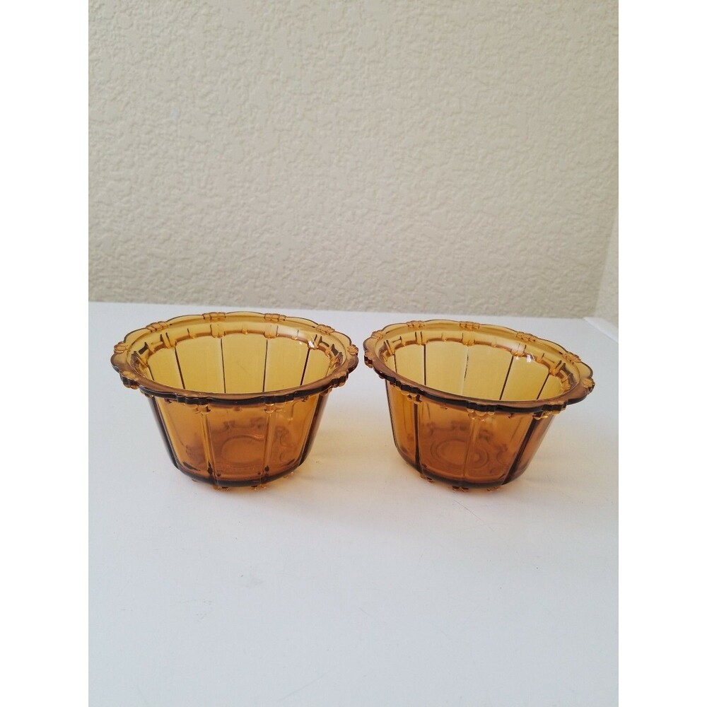 Vintage Indiana Glass? Amber  2-Piece Set - Bowls 5" made in Indonesia used